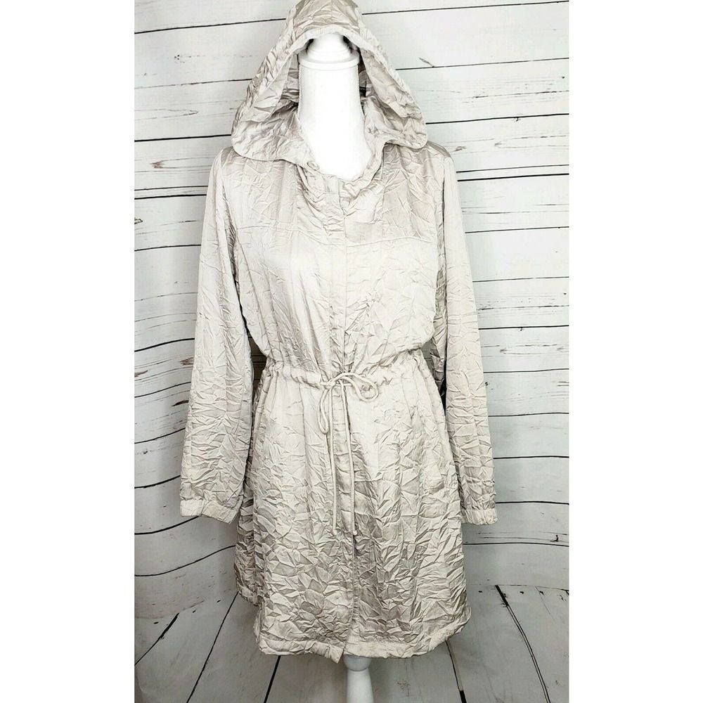 J JILL Crinkle Hooded Cinch Lagenlook Jacket